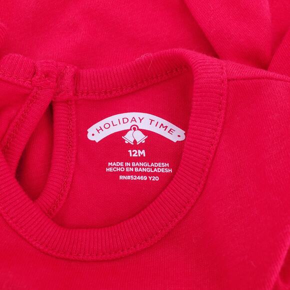 Holiday Time Christmas Long Sleeve Red One Piece 12 Months New‎ - Picture 3 of 4